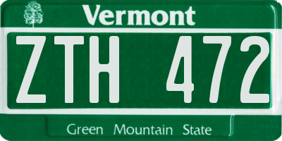 VT license plate ZTH472