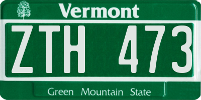 VT license plate ZTH473