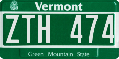 VT license plate ZTH474