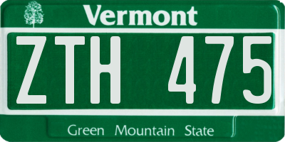 VT license plate ZTH475