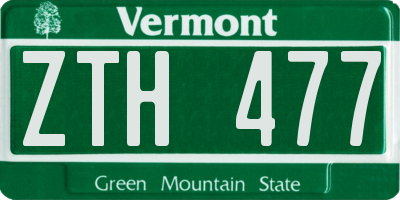 VT license plate ZTH477