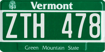VT license plate ZTH478