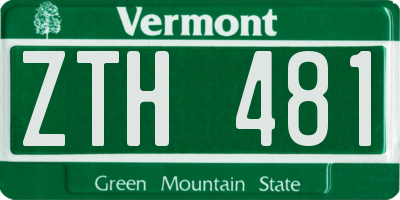 VT license plate ZTH481