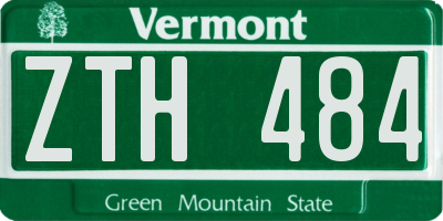 VT license plate ZTH484
