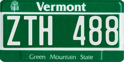 VT license plate ZTH488