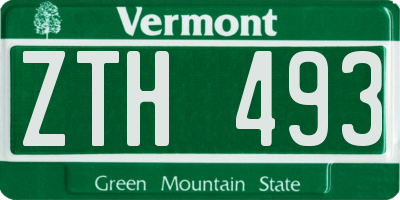 VT license plate ZTH493