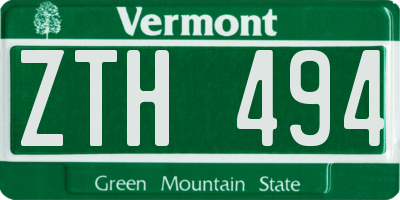 VT license plate ZTH494