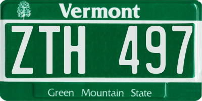 VT license plate ZTH497