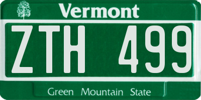 VT license plate ZTH499