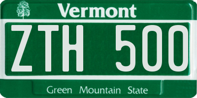 VT license plate ZTH500