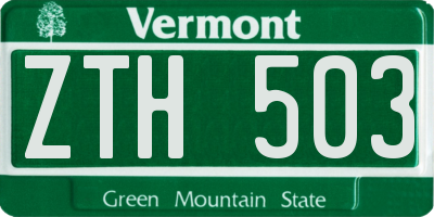 VT license plate ZTH503