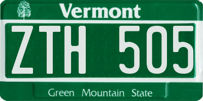 VT license plate ZTH505