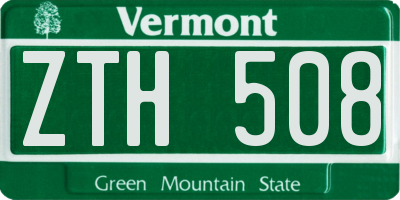 VT license plate ZTH508