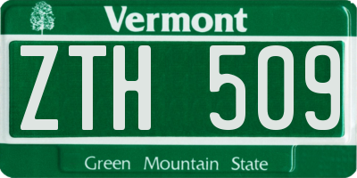 VT license plate ZTH509