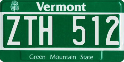 VT license plate ZTH512