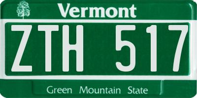 VT license plate ZTH517