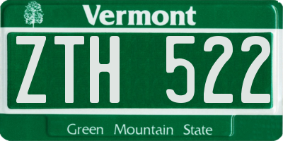 VT license plate ZTH522