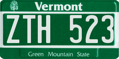 VT license plate ZTH523