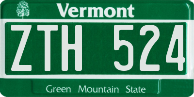 VT license plate ZTH524