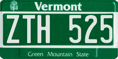 VT license plate ZTH525