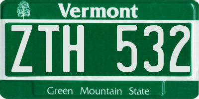 VT license plate ZTH532