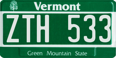 VT license plate ZTH533