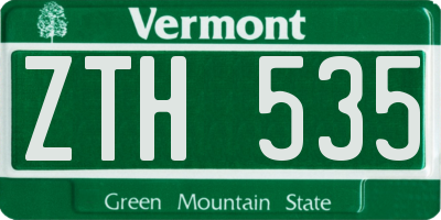 VT license plate ZTH535