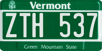 VT license plate ZTH537