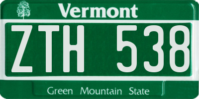 VT license plate ZTH538