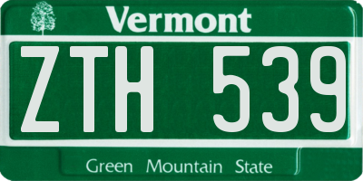 VT license plate ZTH539