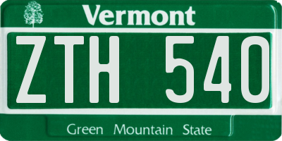VT license plate ZTH540