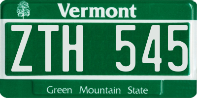 VT license plate ZTH545