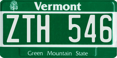 VT license plate ZTH546