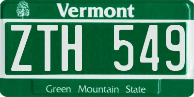 VT license plate ZTH549