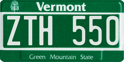VT license plate ZTH550