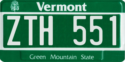 VT license plate ZTH551