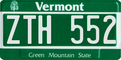 VT license plate ZTH552