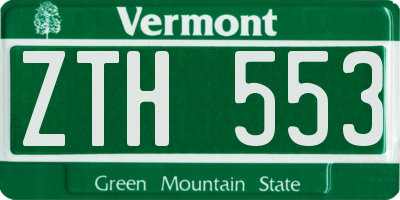 VT license plate ZTH553