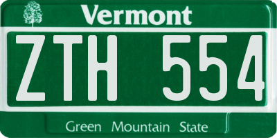 VT license plate ZTH554