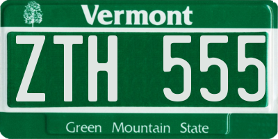 VT license plate ZTH555