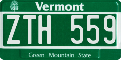 VT license plate ZTH559