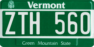 VT license plate ZTH560