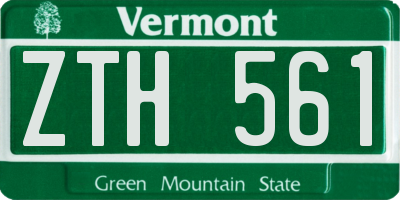 VT license plate ZTH561