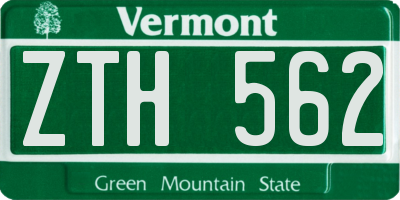 VT license plate ZTH562