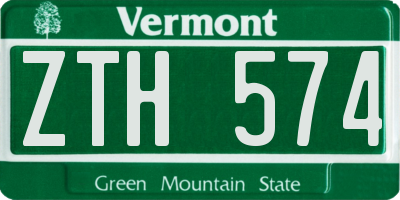 VT license plate ZTH574