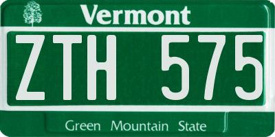 VT license plate ZTH575