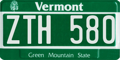 VT license plate ZTH580