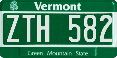 VT license plate ZTH582