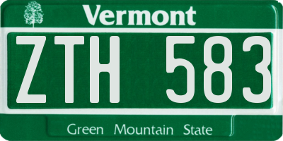 VT license plate ZTH583