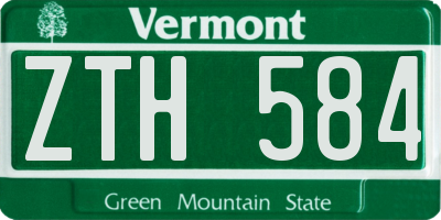 VT license plate ZTH584
